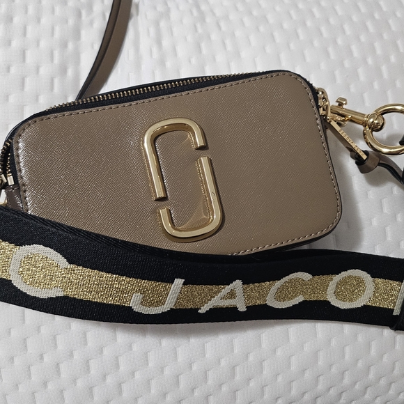 Marc Jacobs Beige Crossbody Bag with Gold Accents